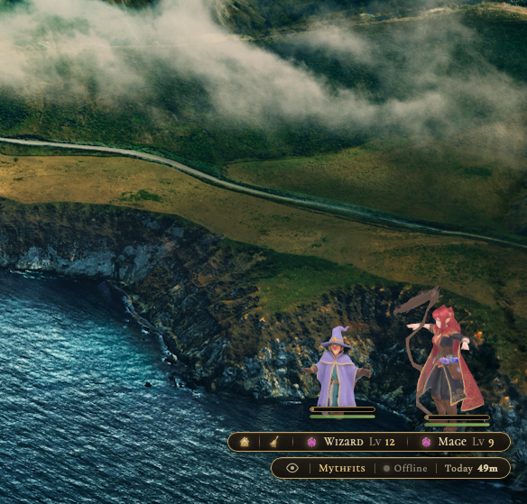 The Wizard and the Mage deployed on the desktop, catching falling elements